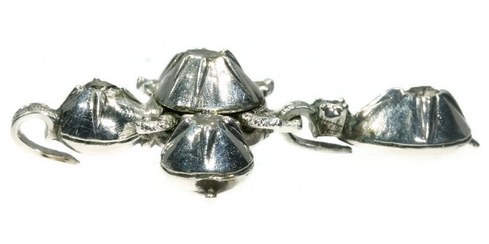 Early Victorian antique silver rose cut diamonds cross